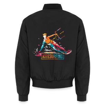 Dynamischer Kitesurfer Küstenwind - Unisex Bomberjacke - Schwarz - Hinten - AI Model Male 185 light (185cm)