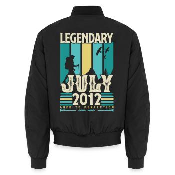 Geburtstagsgeschenk Juli 2012, Vintage Juli. - Unisex Bomberjacke - Schwarz - Hinten - AI Model Male 185 light (185cm)