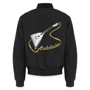 Feurige Balalaika Straßenmusik - Unisex Bomberjacke - Schwarz - Hinten - AI Model Male 185 light (185cm)