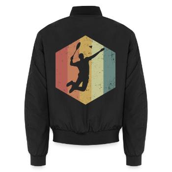 Pfeilschneller Speedminton Schläger - Unisex Bomberjacke - Schwarz - Hinten - AI Model Male 185 light (185cm)