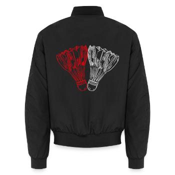 Flinker Speedminton Turnierspieler - Unisex Bomberjacke - Schwarz - Hinten - AI Model Male 185 light (185cm)