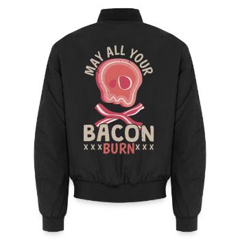 Möge all dein Speck brennen Fleischliebhaber Speck - Unisex Bomberjacke - Schwarz - Hinten - AI Model Male 185 light (185cm)