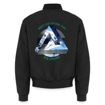 Eisiger Mount Cook Gipfelsturm - Unisex Bomberjacke - Schwarz - Hinten - AI Model Male 185 light (185cm)