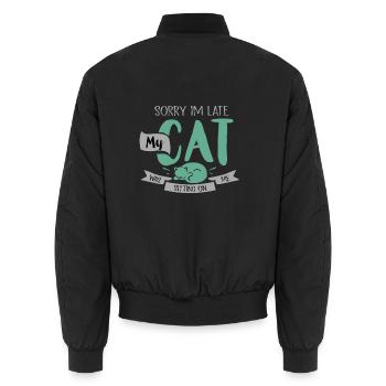 Verschmustes Stubentiger Ausrede - Unisex Bomberjacke - Schwarz - Hinten - AI Model Male 185 light (185cm)
