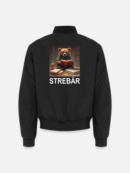 Strebär (weiß) - Unisex Bomberjacke - Schwarz