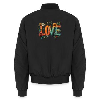 Rustikales Blumen-LOVE - Unisex Bomberjacke - Schwarz - Hinten - AI Model Male 185 light (185cm)