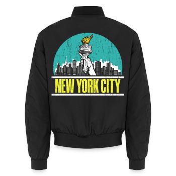 New York USA Amerika New Yorker Empire Stater - Unisex Bomberjacke - Schwarz - Hinten - AI Model Male 185 light (185cm)