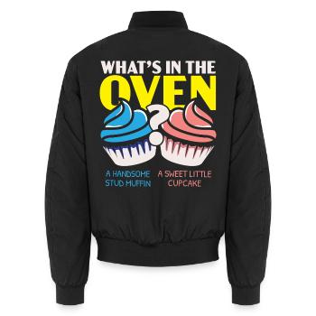 Was ist im Backofen Muffin oder Cupcake Baby-Ankün - Unisex Bomberjacke - Schwarz - Hinten - AI Model Male 185 light (185cm)