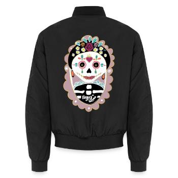 Halloween 🎃 - Unisex Bomberjacke - Schwarz - Hinten - AI Model Male 185 light (185cm)