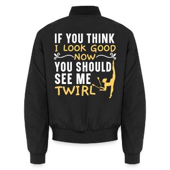 Wenn du denkst, ich sehe gut aus, solltest du mich - Unisex Bomberjacke - Schwarz - Hinten - AI Model Male 185 light (185cm)