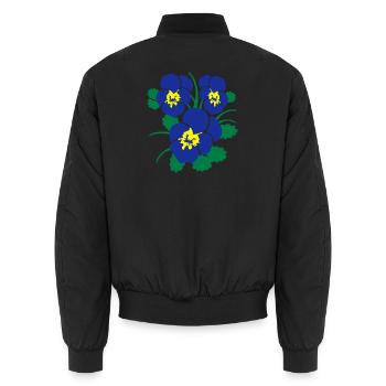 Stiefmütterchen Blüten 3 - Unisex Bomberjacke - Schwarz - Hinten - AI Model Male 185 light (185cm)