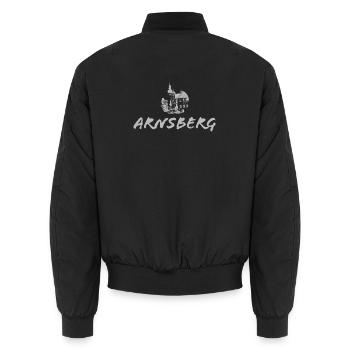 Arnsberg mit Altstadtlogo, silber - Unisex Bomberjacke - Schwarz - Hinten - AI Model Male 185 light (185cm)
