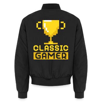 Arcade Spiele Videospiel Spiel Nerd Streamer - Unisex Bomberjacke - Schwarz - Hinten - AI Model Male 185 light (185cm)