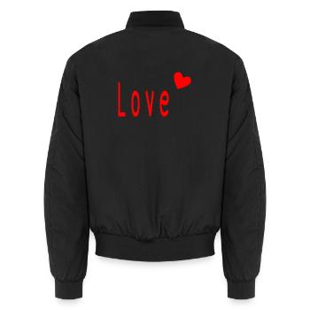VALENTINSTAG. Junggesellinnenabschied. ICH LIEBE DICH. ICH LIEBE DICH. LIEBE - Unisex Bomberjacke - Schwarz - Hinten - AI Model Male 185 light (185cm)