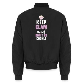 Keep Calm And Don't Be Cockle Shell Beachcombing - Unisex Bomberjacke - Schwarz - Hinten - AI Model Male 185 light (185cm)