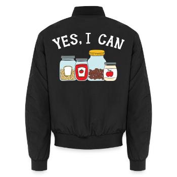 Ja, ich kann Lebensmittel einmachen Einmachen in D - Unisex Bomberjacke - Schwarz - Hinten - AI Model Male 185 light (185cm)