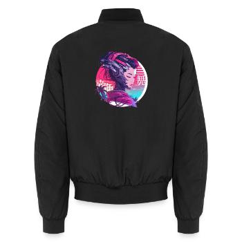 Geisha 80s Cyborg Lady - Unisex Bomberjacke - Schwarz - Hinten - AI Model Male 185 light (185cm)