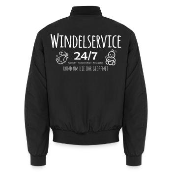 Baby Windelservice 24/7 Logo - Unisex Bomberjacke - Schwarz - Hinten - AI Model Male 185 light (185cm)