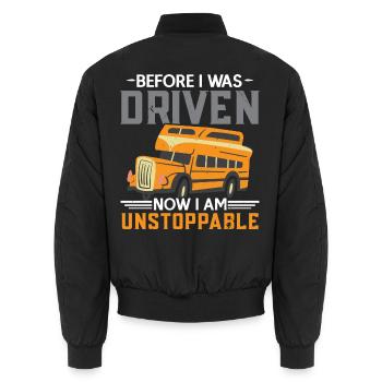 Bevor ich getrieben wurde Jetzt bin ich unaufhalts - Unisex Bomberjacke - Schwarz - Hinten - AI Model Male 185 light (185cm)
