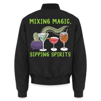 Magische Schluckspirituosen mixen Barkeeper Hallow - Unisex Bomberjacke - Schwarz - Hinten - AI Model Male 185 light (185cm)