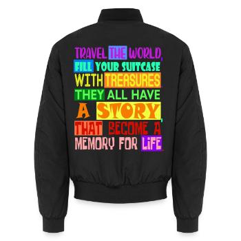 Travel The World - Unisex Bomberjacke - Schwarz - Hinten - AI Model Male 185 light (185cm)