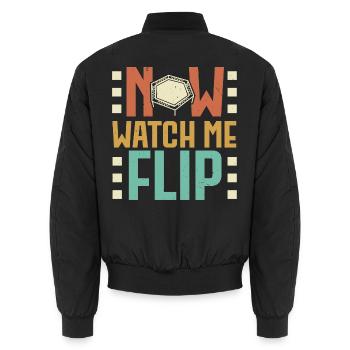 Now Watch Me Flip Trampolining Trampolin - Unisex Bomberjacke - Schwarz - Hinten - AI Model Male 185 light (185cm)