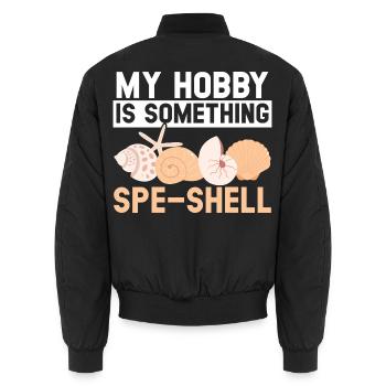 Mein Hobby ist etwas anderes Muschel-Strandkämmen - Unisex Bomberjacke - Schwarz - Hinten - AI Model Male 185 light (185cm)