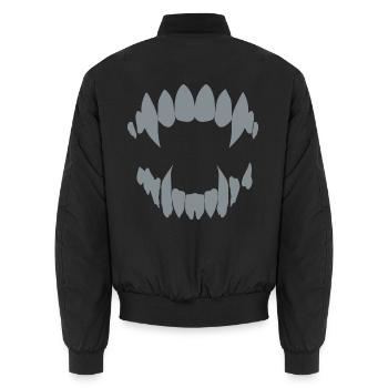 Gruselig Vampirzähne Halloween Party - Unisex Bomberjacke - Schwarz - Hinten - AI Model Male 185 light (185cm)