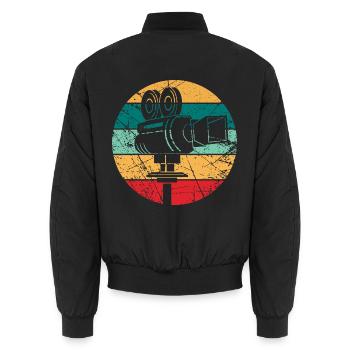 Kameramann Geschenk - Unisex Bomberjacke - Schwarz - Hinten - AI Model Male 185 light (185cm)