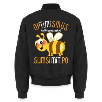 Bienen Sumsi mit Po - Optimismus Wortspiel - Unisex Bomberjacke - Schwarz - Hinten - AI Model Male 185 light (185cm)