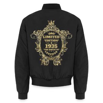 Limited Edition 1935 - Unisex Bomberjacke - Schwarz - Hinten - AI Model Male 185 light (185cm)