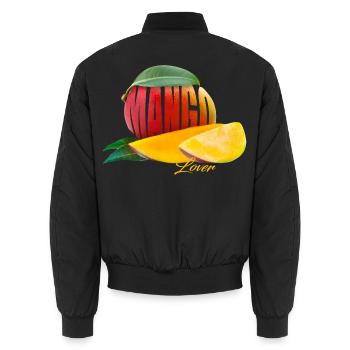 Mango Lover – Tropische Frucht Sommer Motiv - Unisex Bomberjacke - Schwarz - Hinten - AI Model Male 185 light (185cm)
