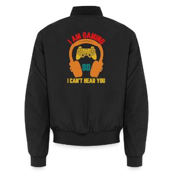 Gaming Videogame Videospiel Computerspiel Design - Unisex Bomberjacke - Schwarz - Hinten - AI Model Male 185 light (185cm)