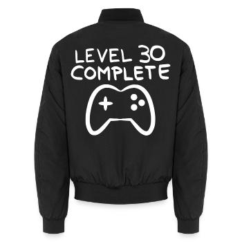 level 30 complete 2 Geburtstag - Unisex Bomberjacke - Schwarz - Hinten - AI Model Male 185 light (185cm)