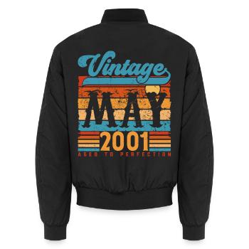 Mai 2001, Vintage-Geburtstagsgeschenk Mai 2001. - Unisex Bomberjacke - Schwarz - Hinten - AI Model Male 185 light (185cm)