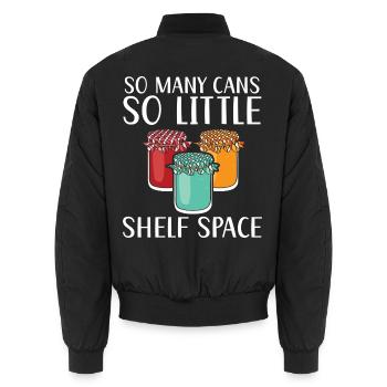 So viele Dosen, so wenig Platz im Regal Lebensmitt - Unisex Bomberjacke - Schwarz - Hinten - AI Model Male 185 light (185cm)
