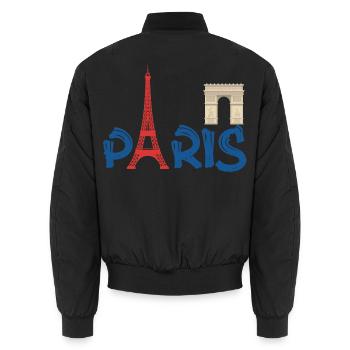 PARIS - Unisex Bomberjacke - Schwarz - Hinten - AI Model Male 185 light (185cm)
