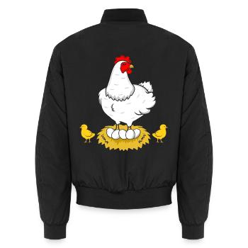Huhn Henne Hahn Eier - Unisex Bomberjacke - Schwarz - Hinten - AI Model Male 185 light (185cm)