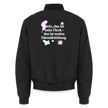 Das ist kein Fleck! (weiß & bunt) - Unisex Bomberjacke - Schwarz - Hinten - AI Model Male 185 light (185cm)