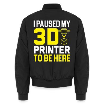 Ich habe meinen 3D-Drucker angehalten, um hier Mas - Unisex Bomberjacke - Schwarz - Hinten - AI Model Male 185 light (185cm)