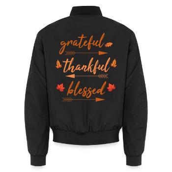 Grateful Thankful Blessed Thanksgiving Autumn - Unisex Bomberjacke - Schwarz - Hinten - AI Model Male 185 light (185cm)