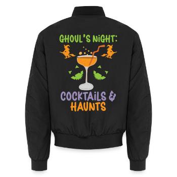 Nacht der Geister: Cocktails & Haunts Halloween - Unisex Bomberjacke - Schwarz - Hinten - AI Model Male 185 light (185cm)