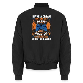 Gaming Videogame Videospiel Computerspiel Design - Unisex Bomberjacke - Schwarz - Hinten - AI Model Male 185 light (185cm)