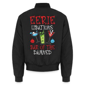 Unheimliche Getränke: Bar des verdammten Halloween - Unisex Bomberjacke - Schwarz - Hinten - AI Model Male 185 light (185cm)