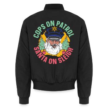 Polizisten auf Patrouille Weihnachtsmann auf Schli - Unisex Bomberjacke - Schwarz - Hinten - AI Model Male 185 light (185cm)