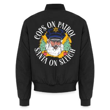 Cops On Patrol Santa On Sleigh Polizei Weihnachten - Unisex Bomberjacke - Schwarz - Hinten - AI Model Male 185 light (185cm)