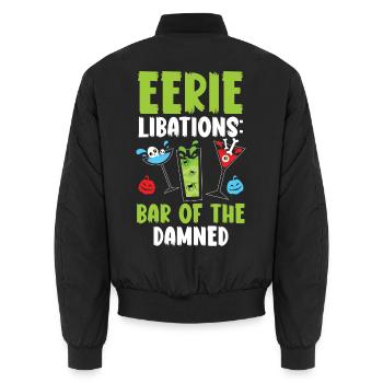 Unheimliche Getränke: Bar des verdammten Halloween - Unisex Bomberjacke - Schwarz - Hinten - AI Model Male 185 light (185cm)