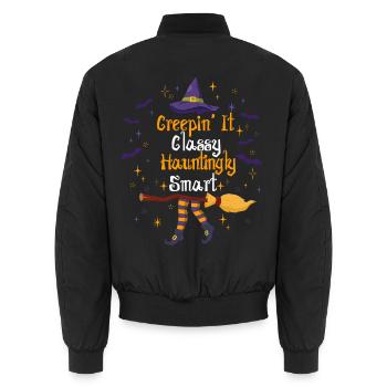 Creepin' It Classy Schaurig-schönes Halloween - Unisex Bomberjacke - Schwarz - Hinten - AI Model Male 185 light (185cm)