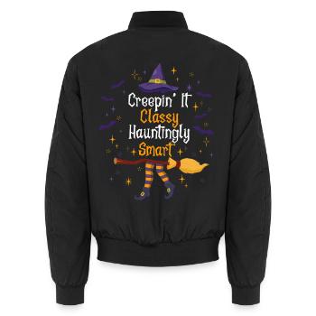Creepin' It Classy Schaurig-schönes Halloween - Unisex Bomberjacke - Schwarz - Hinten - AI Model Male 185 light (185cm)