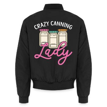 Crazy Canning Lady Konservenbehälter Konserven - Unisex Bomberjacke - Schwarz - Hinten - AI Model Male 185 light (185cm)